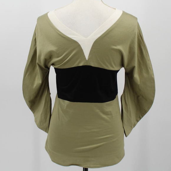 Zero + Maria Cornejo Size 8 Color Block Top Blouse Green Black White Batwing - Picture 4 of 6
